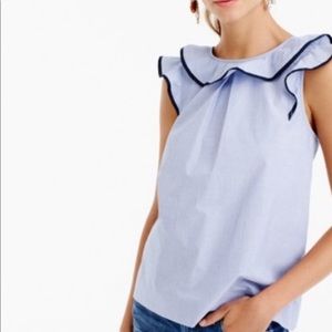 J Crew Poplin shirt with navy trim 0